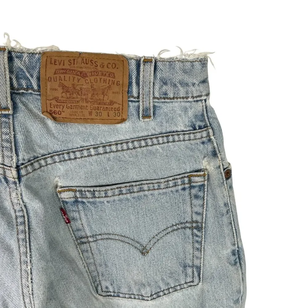 Levi’s Vintage 560 Loose Fit Tapered Denim Jeans 80s FLAW Light Wash Mens 30x30
